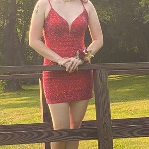 Beautiful red multi colored bead dress